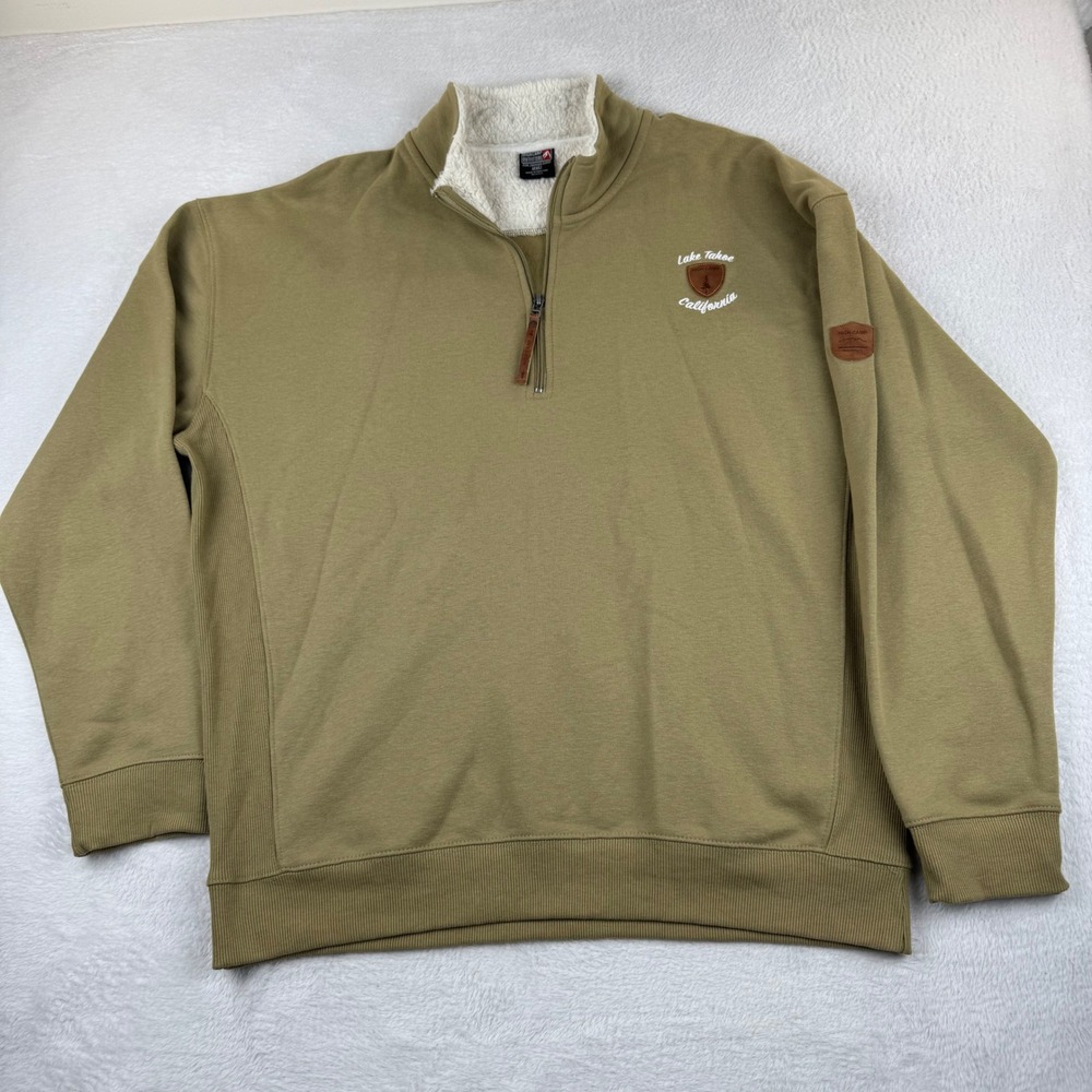 High Camp Outfitters Quarter Zip Sweatshirt Mens 2XL Tan Lake Tahoe Sherpa Lined